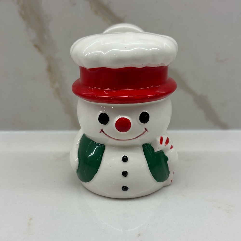 Vintage Lefton Festive Snowman Tabletop Napkin Holder Japan 1980s